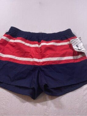 Freestyle Shorts Men large Cotton Lined Striped red white blue Swimsuit Trunks